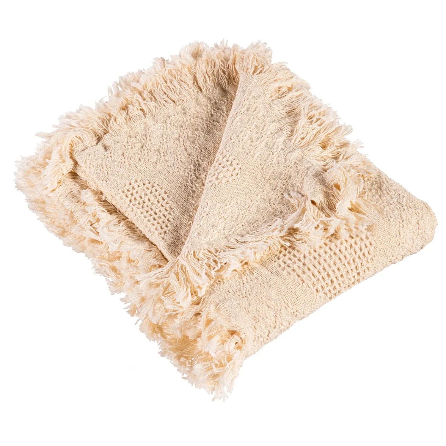 Plow & Hearth Throws & Blankets>Basket Weave Cotton Heart Throw