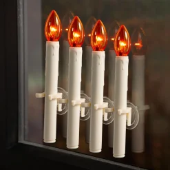 Plow & Hearth Candles & Lanterns|Lighted Accents>Battery-Operated Halloween Suction Cup Candles, Set of 4