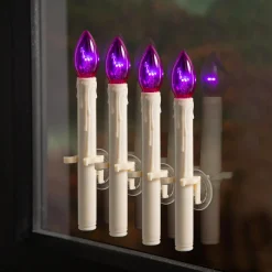 Plow & Hearth Candles & Lanterns|Lighted Accents>Battery-Operated Halloween Suction Cup Candles, Set of 4