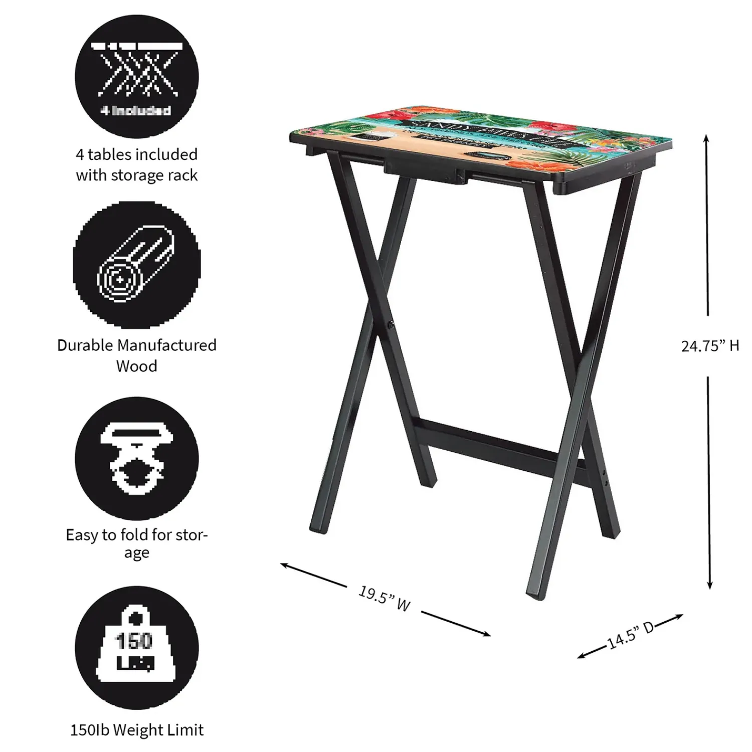 Plow & Hearth Accent Tables>Beach Vacation TV Tray Set of 4