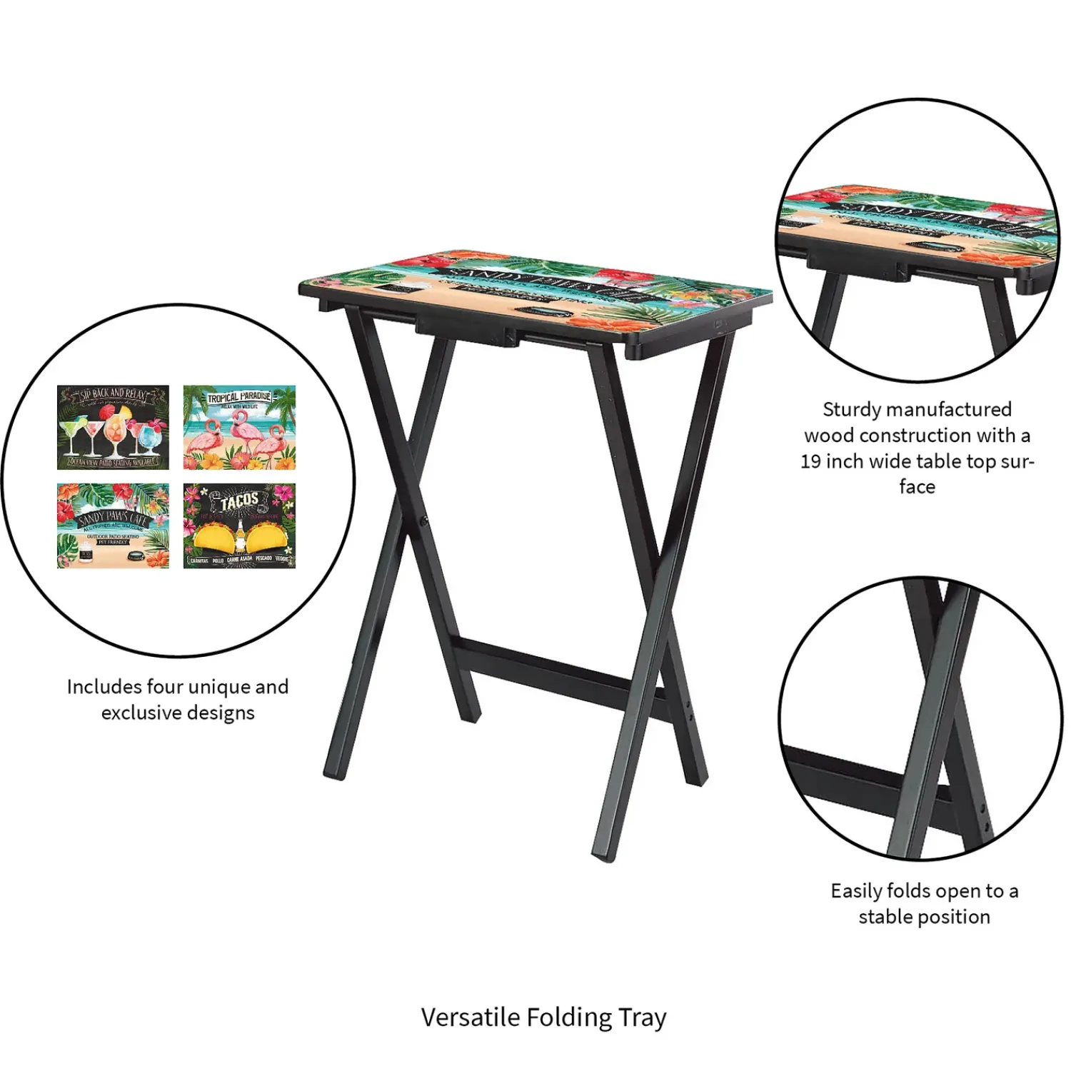 Plow & Hearth Accent Tables>Beach Vacation TV Tray Set of 4