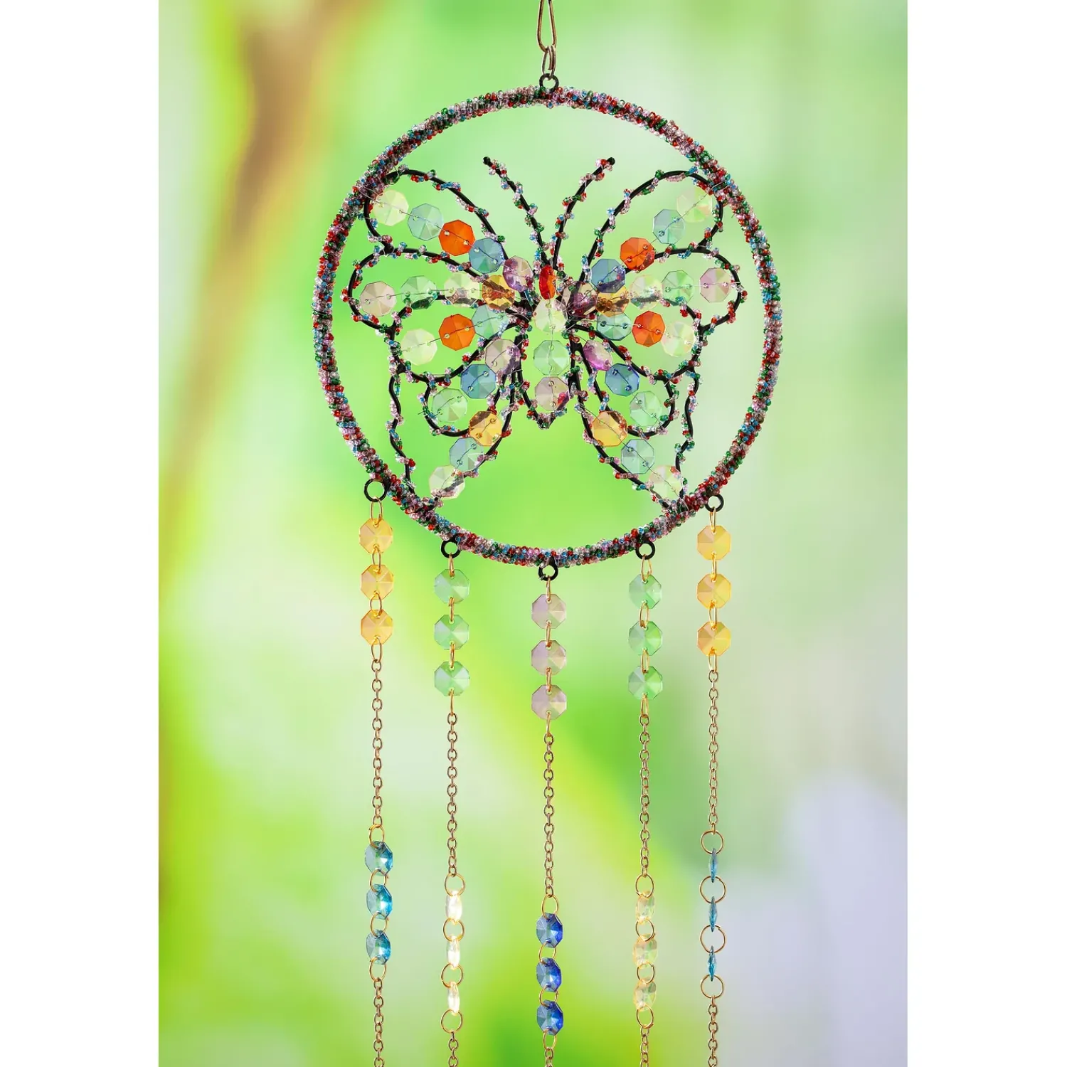 Plow & Hearth Wind Chimes & Mobiles>Beaded Butterfly Wind Chime