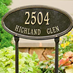 Plow & Hearth Garden Stakes|Address Signs & Wall Plaques>Beaded Oval Lawn Personalized Address Plaque
