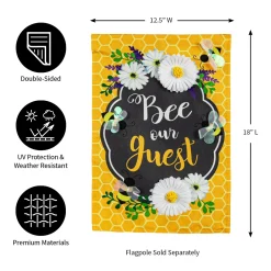 Plow & Hearth Garden Flags>Bee Our Guest Linen Garden Flag