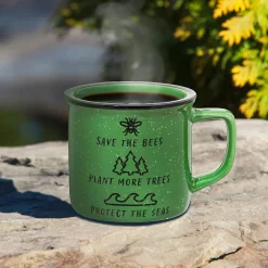 Plow & Hearth Coffee & Tea Cups>Bees, Trees, and Seas Ceramic Cozy Cup, 15oz, Gift Box
