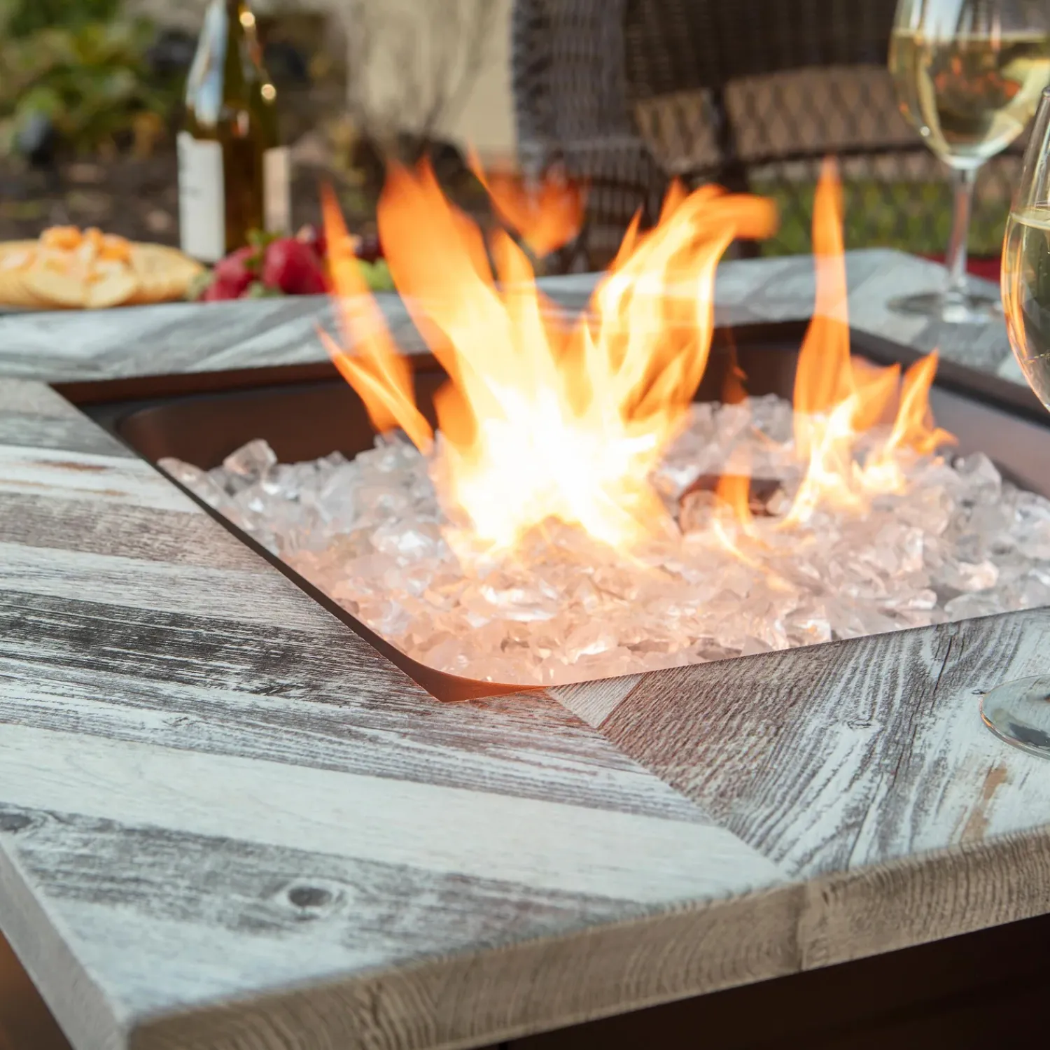 Plow & Hearth Fire Pits|Fire Pits>Berwyn Outdoor LP Gas Fire Pit with Printed Resin Mantel, 30"