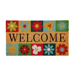 Plow & Hearth Coir Mats>Big Bold Florals Welcome Tiles Coir Mat