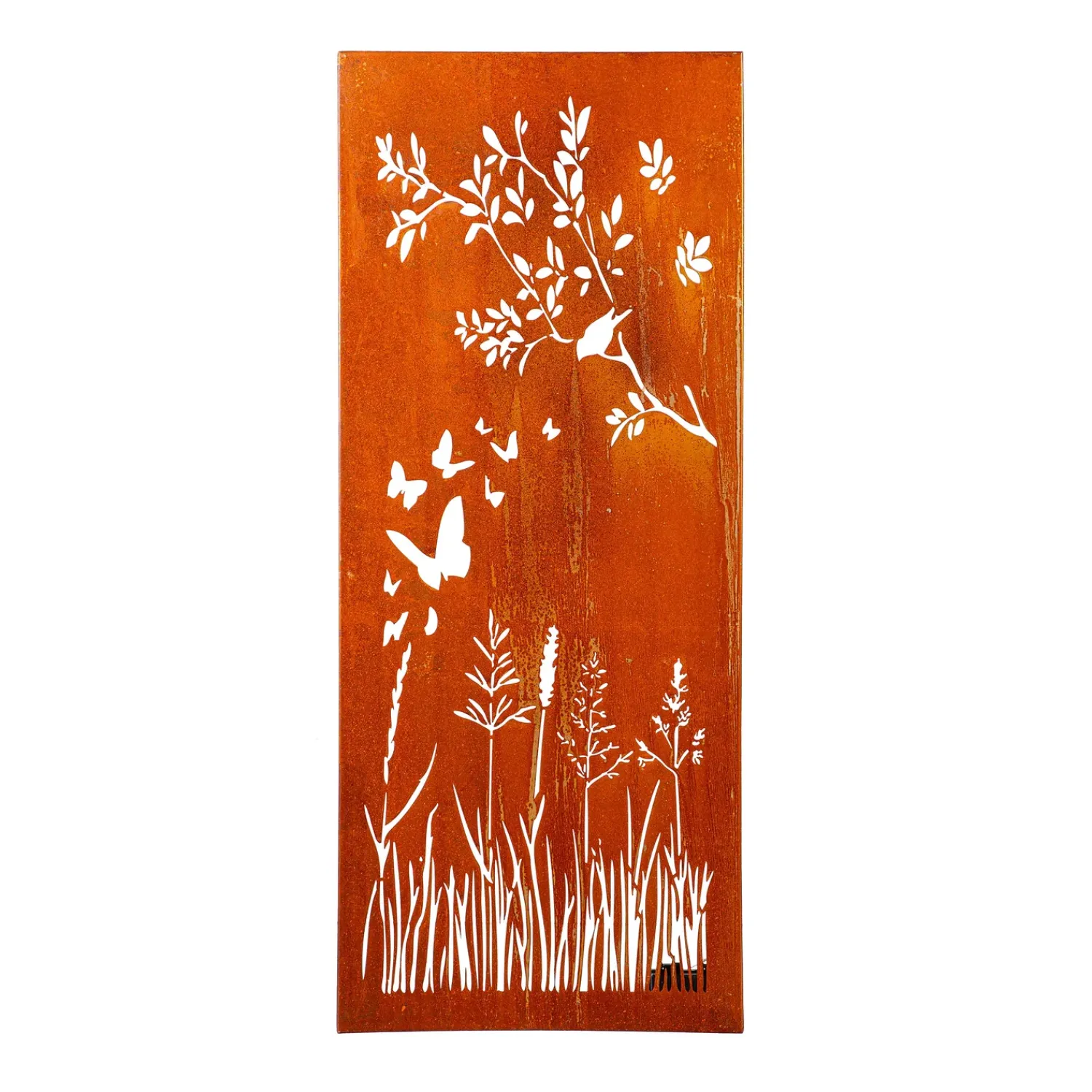 Plow & Hearth Outdoor Wall Art|Wall Art>Bird and Butterfly LED Laser Cut Metal Wall Décor, 15" L x 40" H