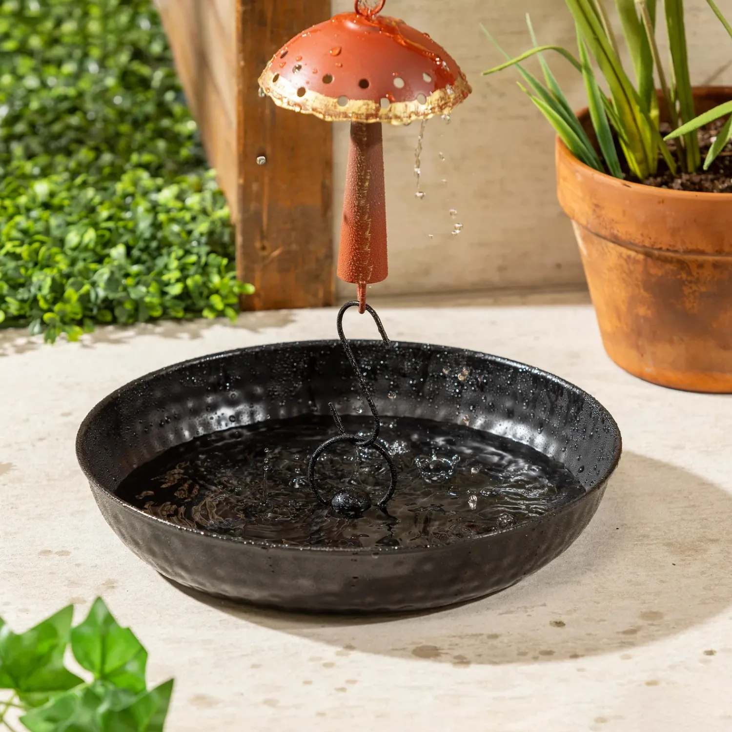 Plow & Hearth Wind Chimes & Mobiles>Black Textured Rain Chain Basin