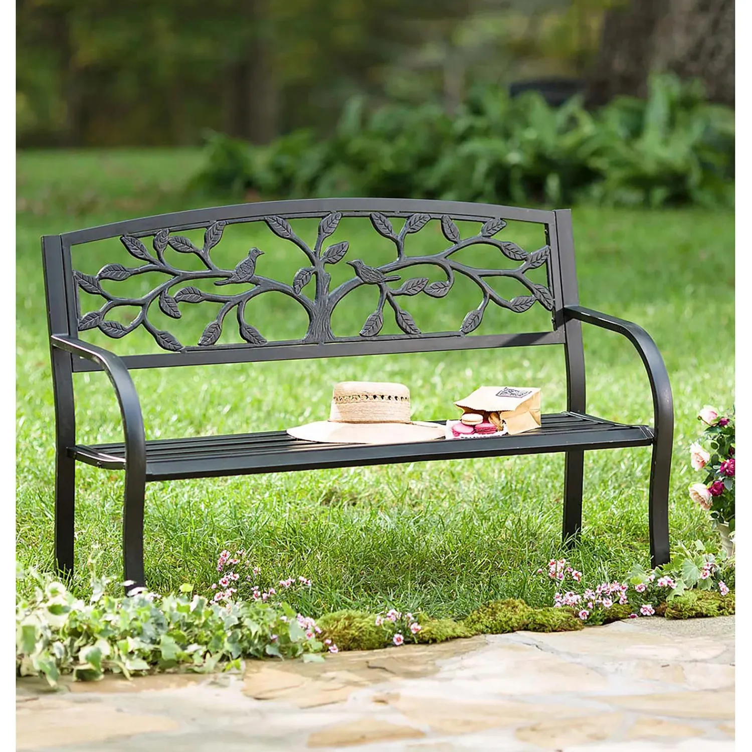 Plow & Hearth Outdoor Benches>Black Tree of Life Metal Garden Bench