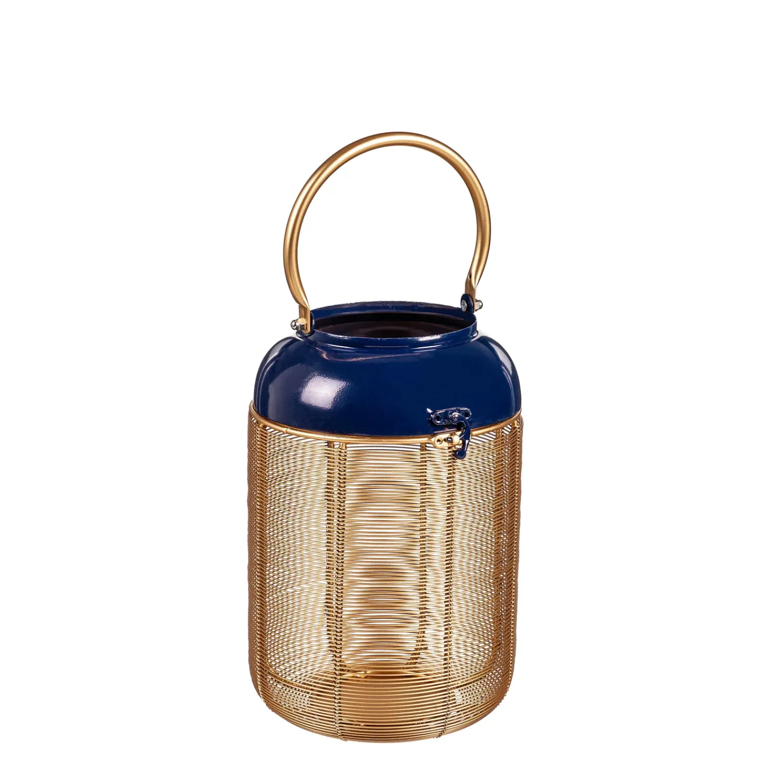 Plow & Hearth Candles & Lanterns>Blue and Gold Metal Lanterns, Set of 2
