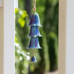 Plow & Hearth Wind Chimes & Mobiles>Blue Ceramic Flower Garden Bells Wind Chime