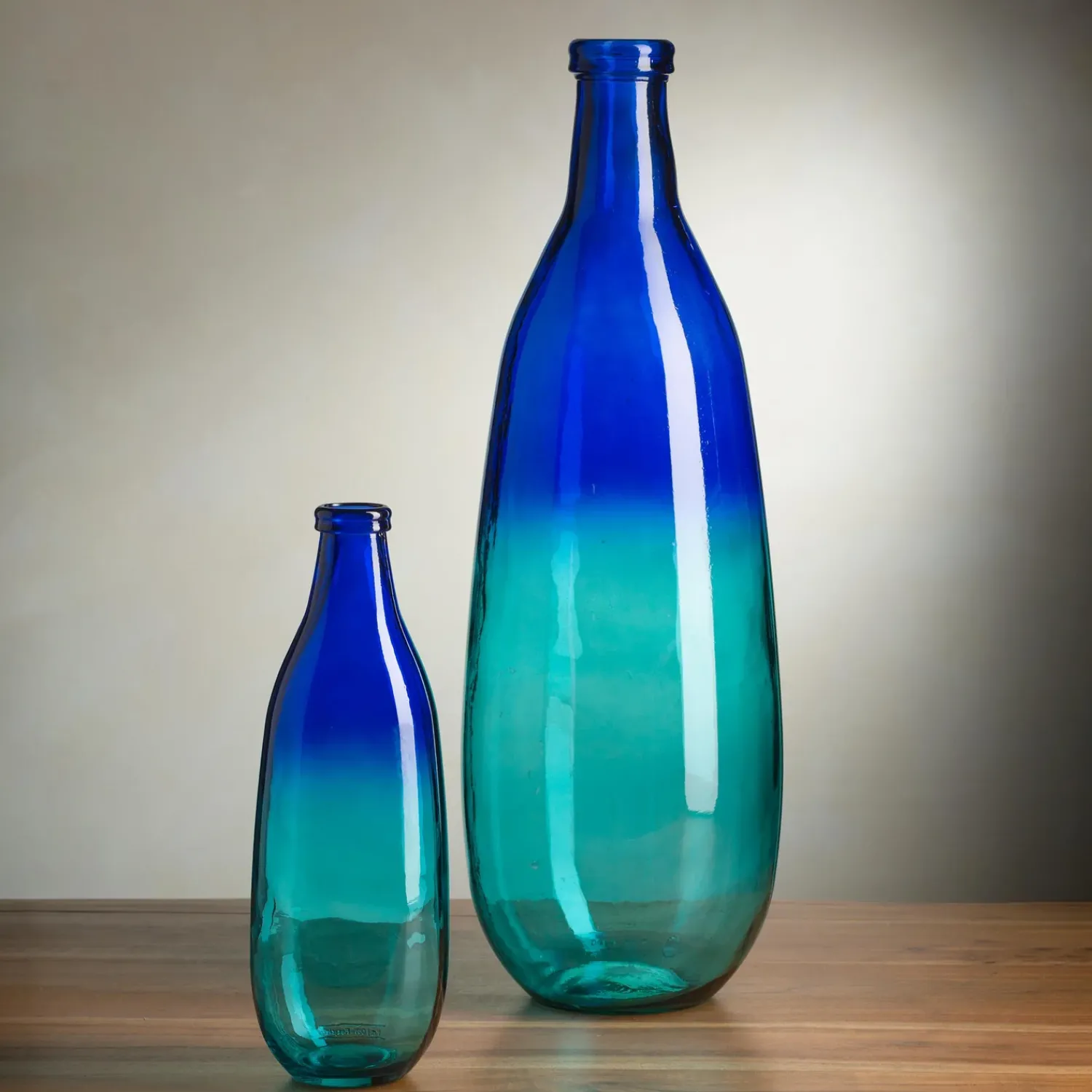 Plow & Hearth Planters & Vases>Ombre Elongated Vase, Set of 2 Blue