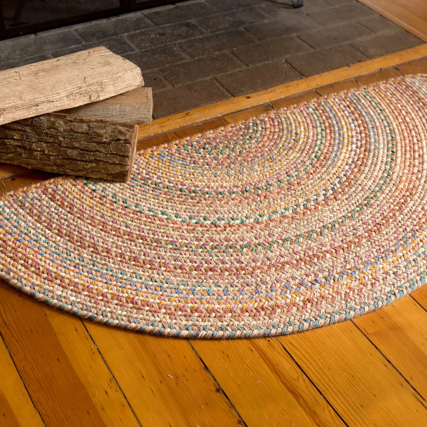 Plow & Hearth Area Rugs|Hearth Rugs>Blue Ridge Half Round Wool Braided Rug, 2' x 4'