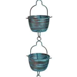 Plow & Hearth Wind Chimes & Mobiles>Blue Rustic Bucket Rain Chain, 72" H