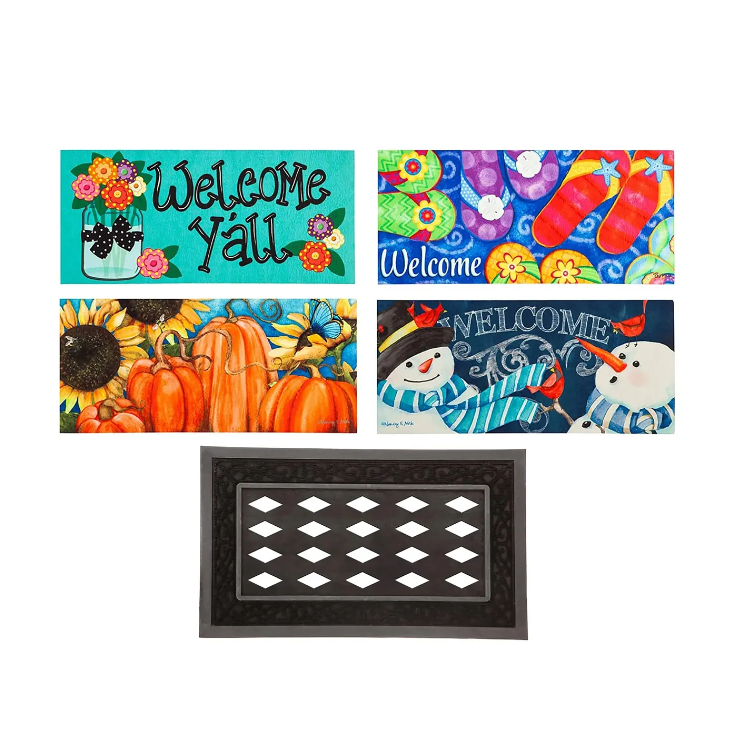 Plow & Hearth Interchangeable Mats>Bold and Bright Four Season Sassafras Mat Set
