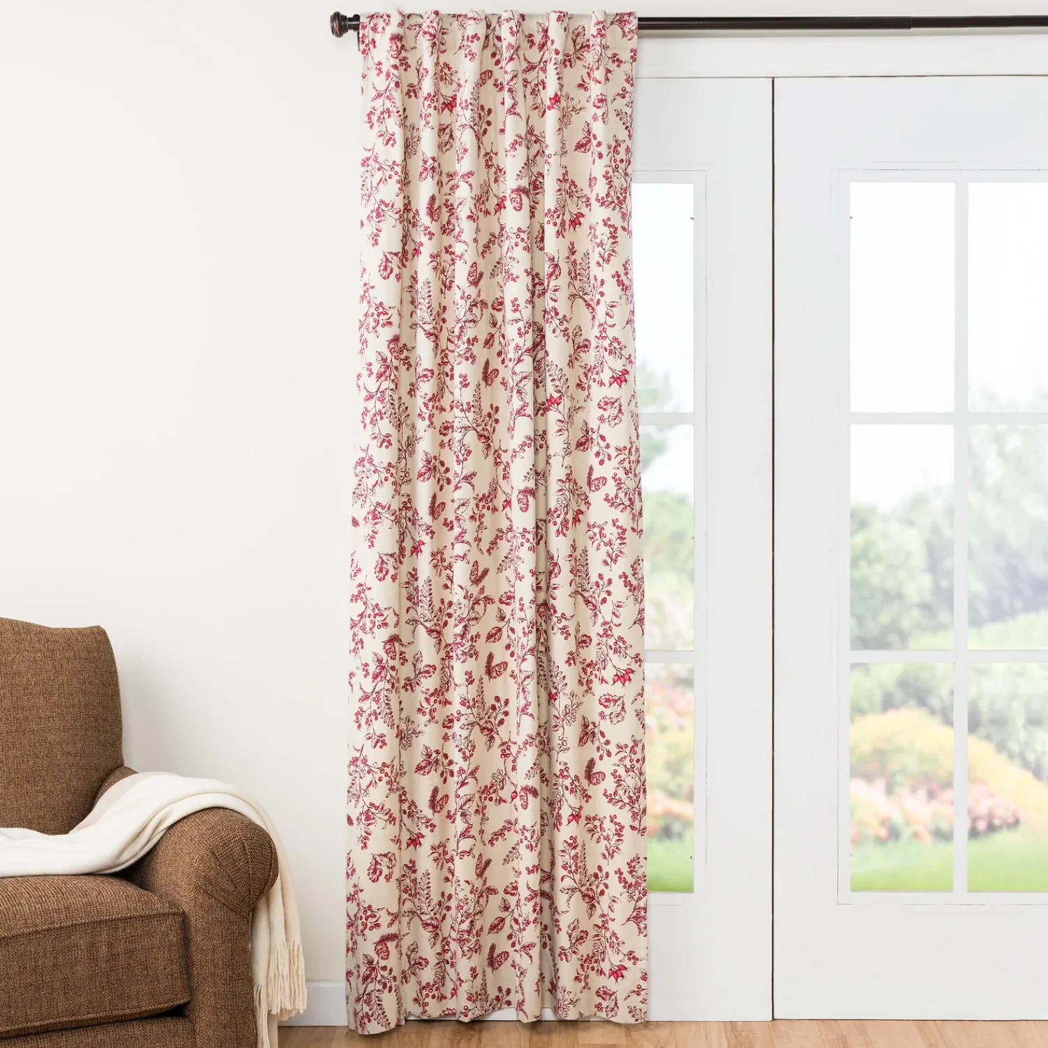 Plow & Hearth Curtain Panels|Insulated Curtains>Botanical Toile Insulated Double-Lined Panel, 42"W x 96"L