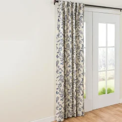 Plow & Hearth Curtain Panels|Insulated Curtains>Botanical Toile Insulated Double-Lined Patio Panel, 84"W x 84"L