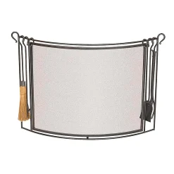 Plow & Hearth Fireplace Tool Sets>Bowed Steel Fireplace Screen With 4-Piece Tool Set VintageIron