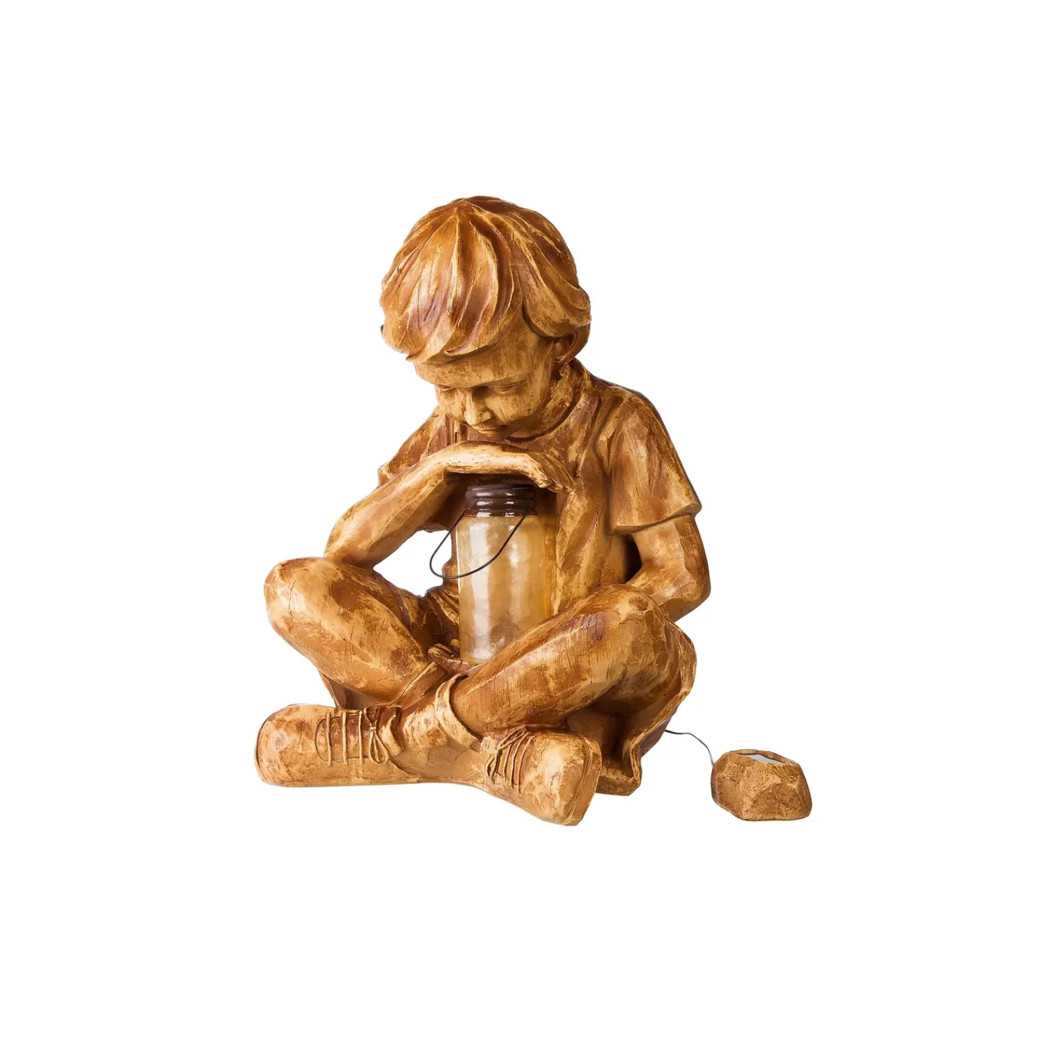 Plow & Hearth Garden Statues|Solar Accents>Boy with Firefly Statue