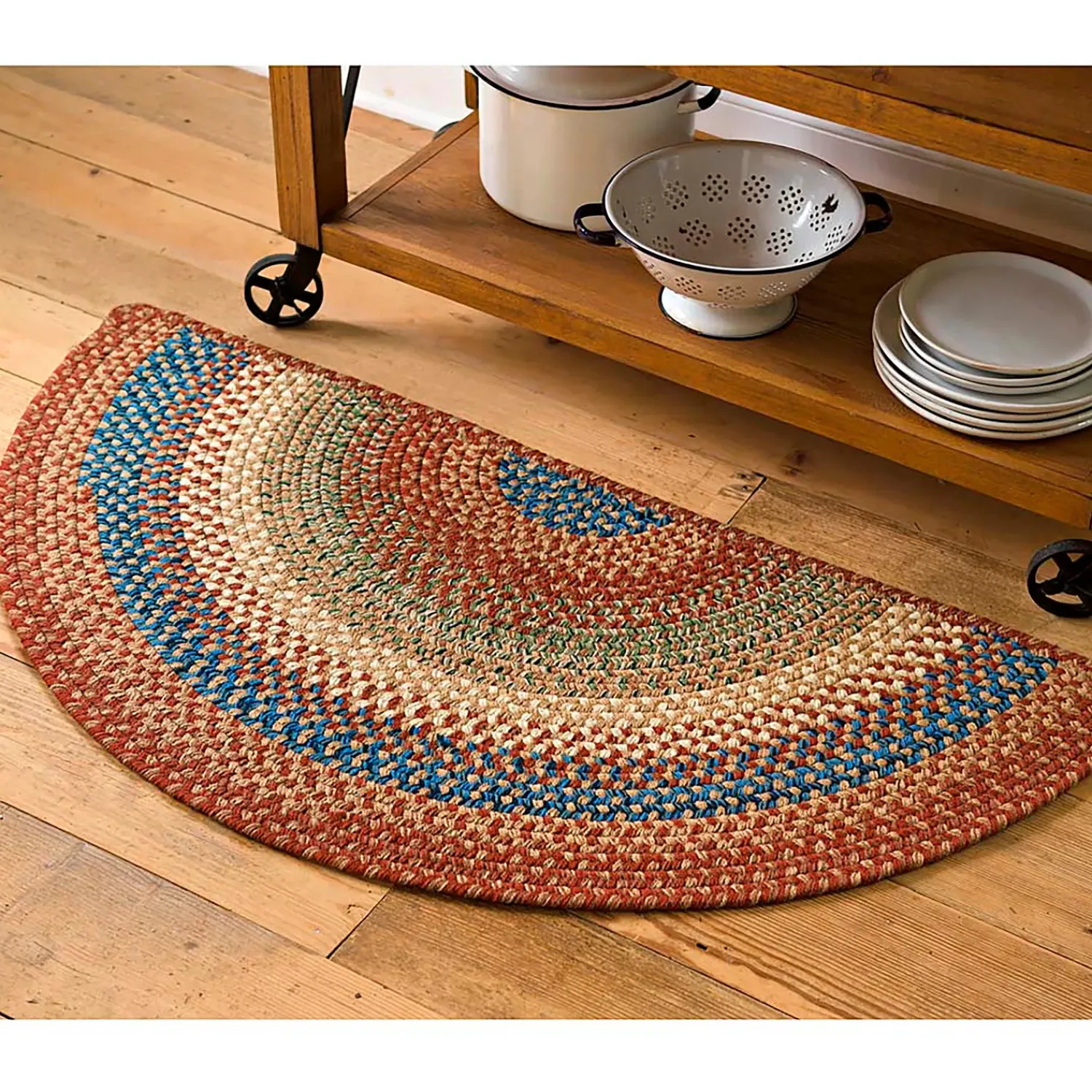 Plow & Hearth Area Rugs>Braided Polypro Roanoke Half Round Rug , 2' x 4'