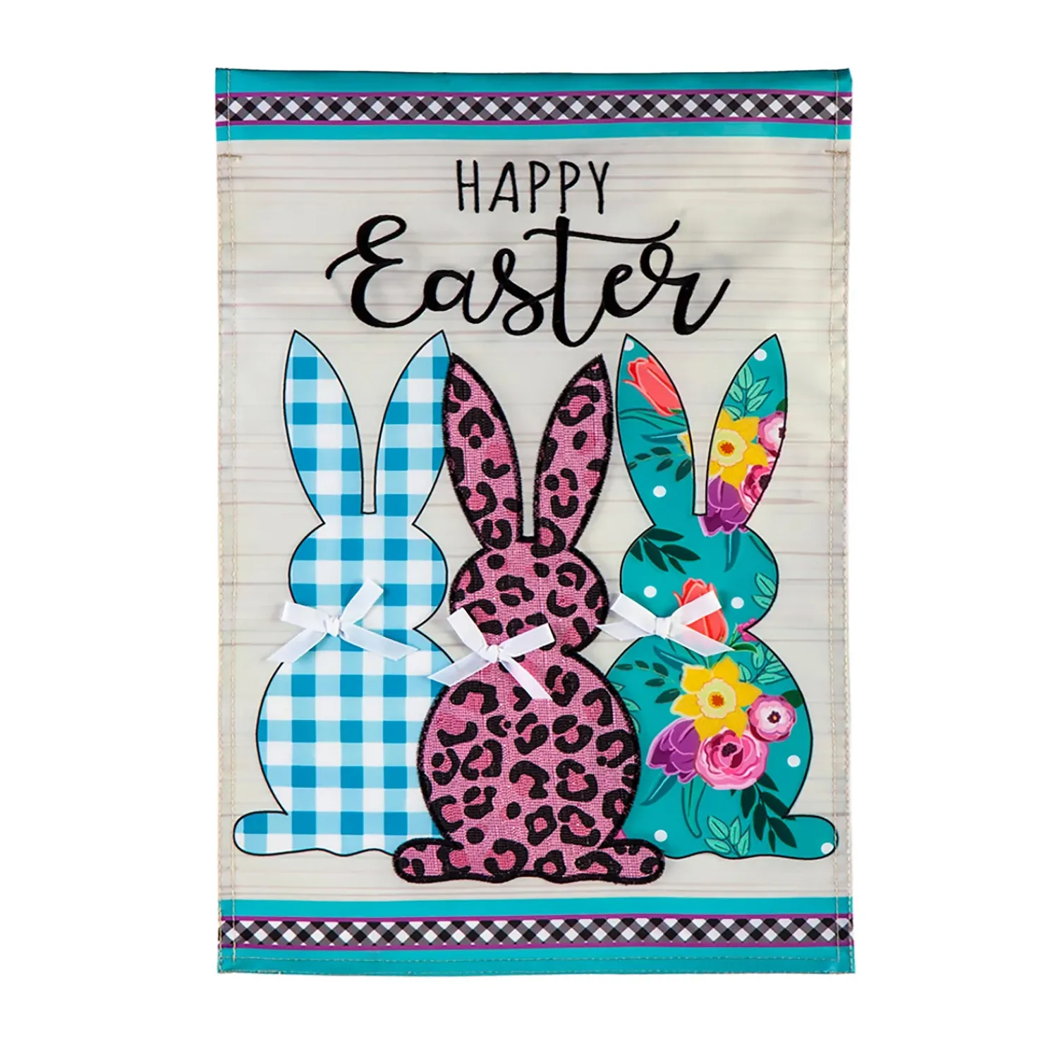 Plow & Hearth Garden Flags>Bright Bunnies Applique Garden Flag