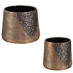 Plow & Hearth Planters & Plant Stands>Bronze Metal Planter with Burnt Finish, Set of 2