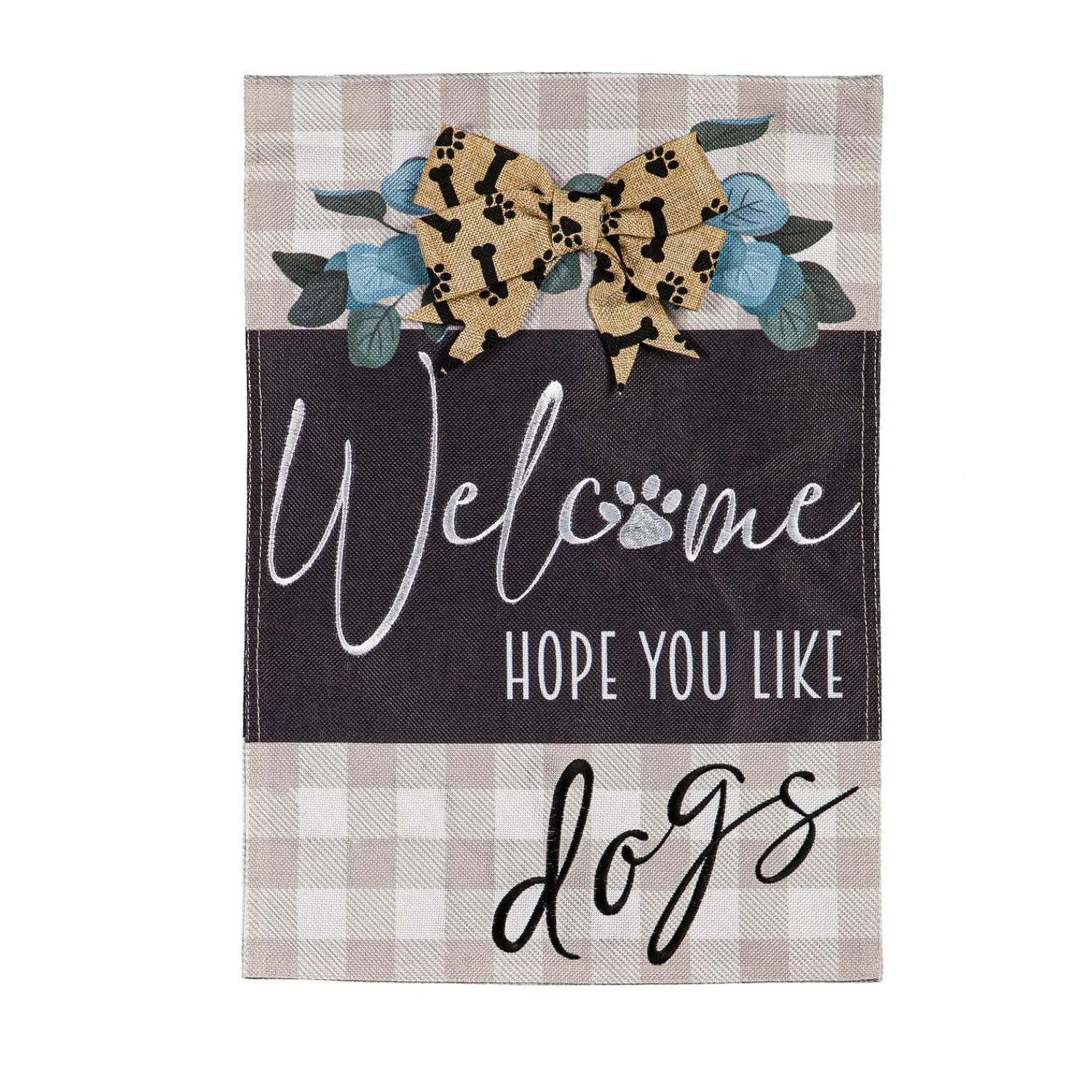 Plow & Hearth Garden Flags>Buffalo Check Dog Burlap Garden Flag