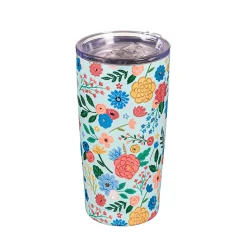 Plow & Hearth Travel Cups>Bursting Blossoms Floral Double Wall Stainless Steel Tumbler, 20oz, Gift Box
