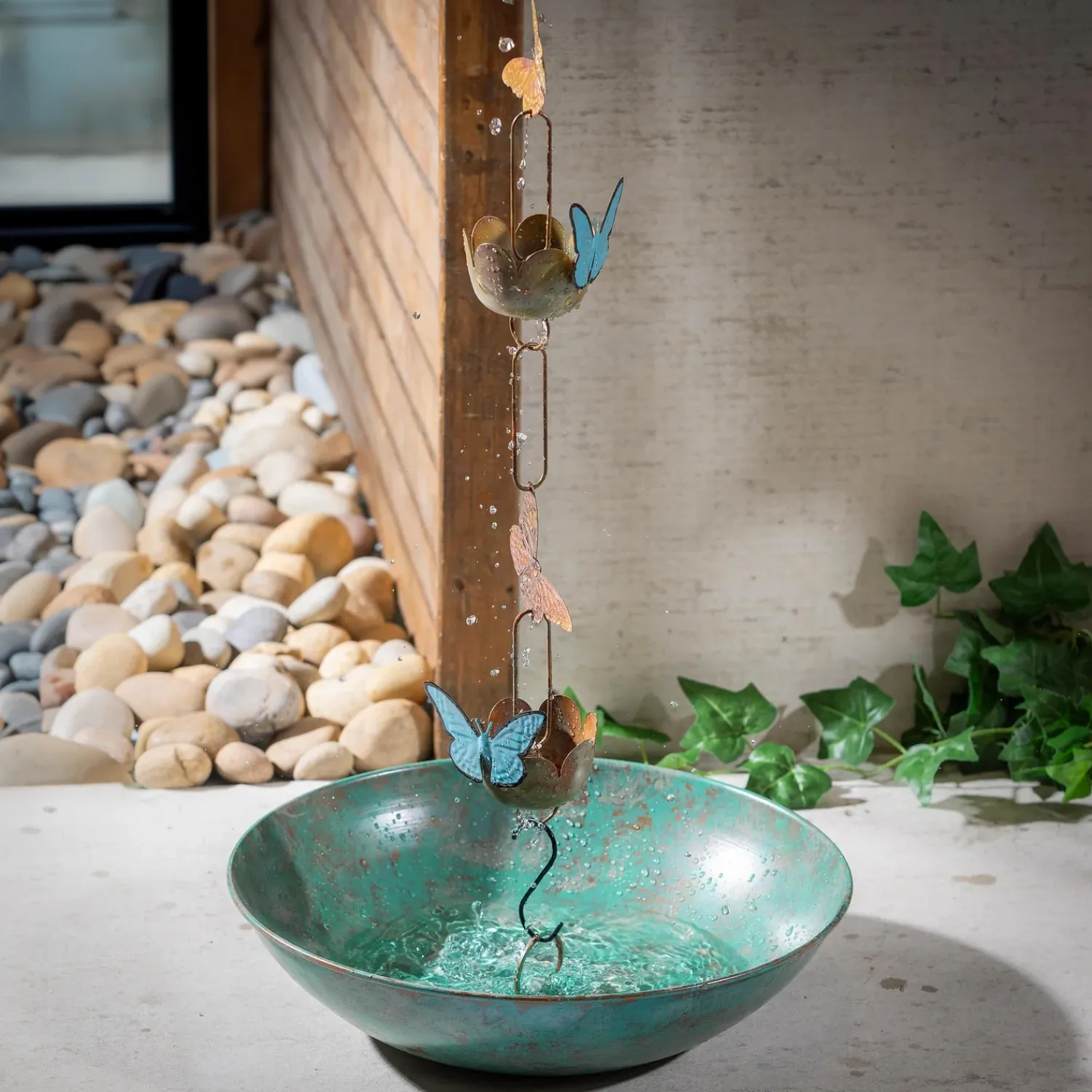 Plow & Hearth Wind Chimes & Mobiles>Butterfly Flower Rain Chain, 72" H