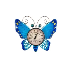 Plow & Hearth Outdoor Wall Art>Butterfly Outdoor Wall Thermometer, Blue