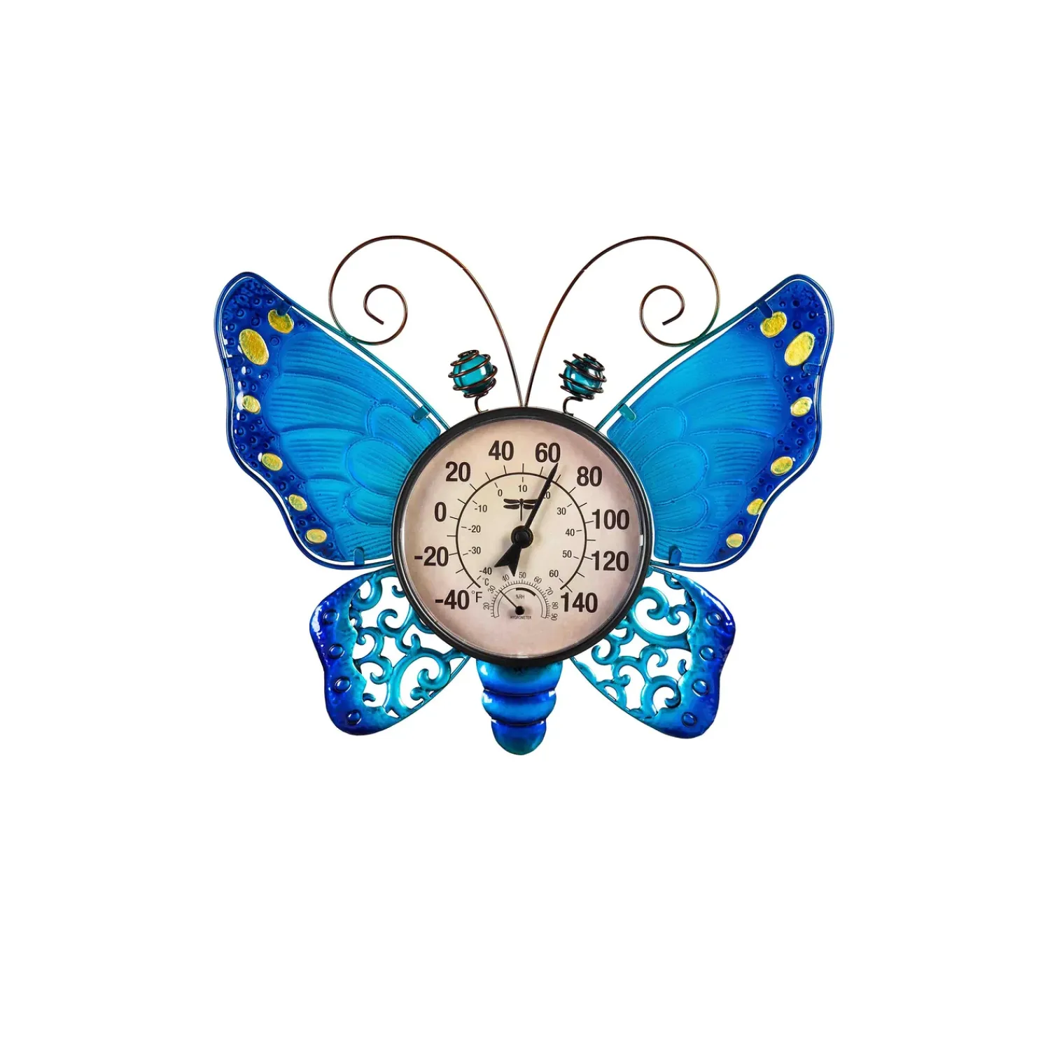 Plow & Hearth Outdoor Wall Art>Butterfly Outdoor Wall Thermometer, Blue