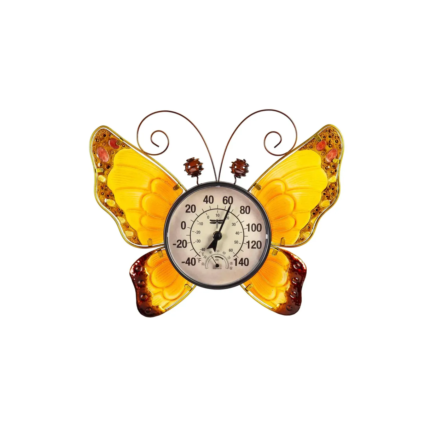 Plow & Hearth Outdoor Wall Art>Butterfly Outdoor Wall Thermometer, Yellow