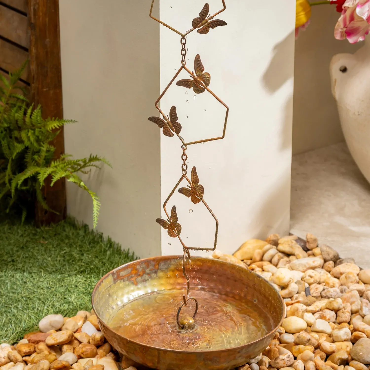 Plow & Hearth Wind Chimes & Mobiles>Butterfly Pentagon Rain Chain, 96" H