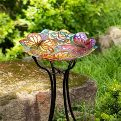 Plow & Hearth Birdbaths>Butterfly Sculpted Glass Birdbath Basin