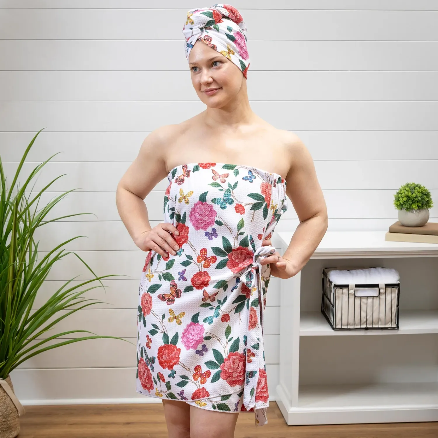 Plow & Hearth Bath Accessories>Butterfly Toile Quick Dry Body Wrap