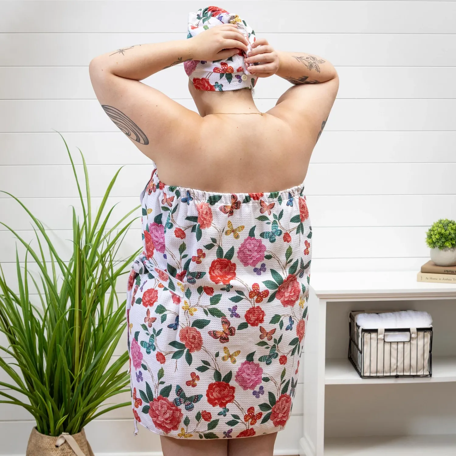 Plow & Hearth Bath Accessories>Butterfly Toile Quick Dry Body Wrap