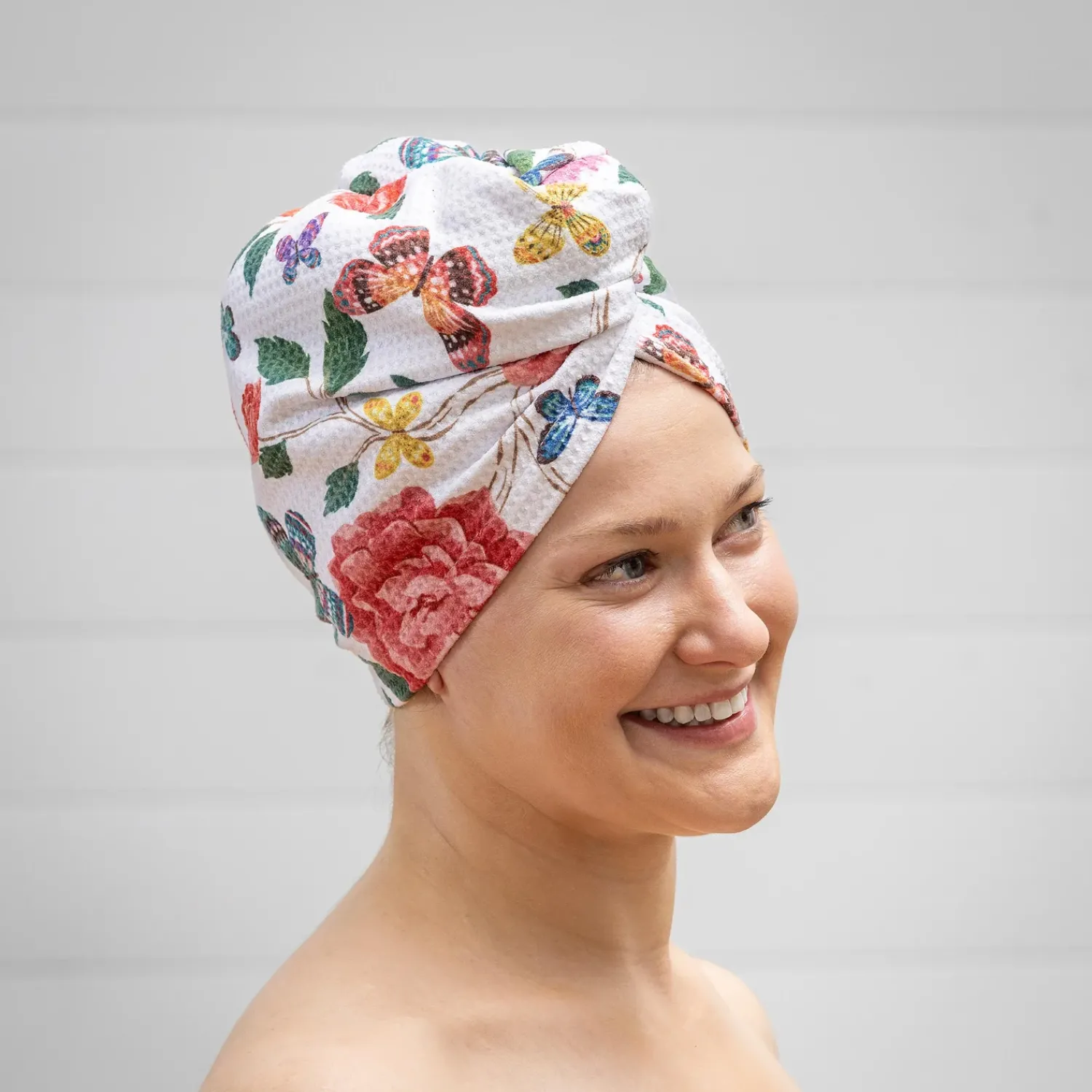 Plow & Hearth Bath Accessories>Butterfly Toile Quick Dry Hair Wrap