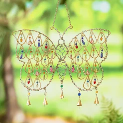 Plow & Hearth Wind Chimes & Mobiles>Butterfly Wind Chime with Glass Beads