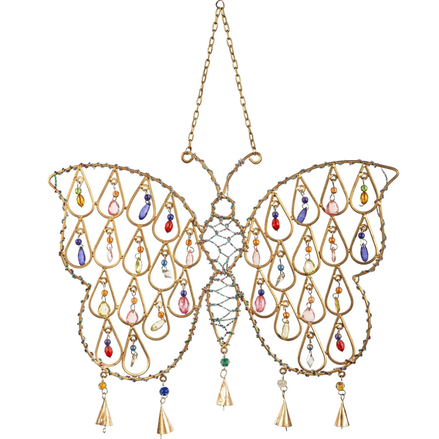 Plow & Hearth Wind Chimes & Mobiles>Butterfly Wind Chime with Glass Beads