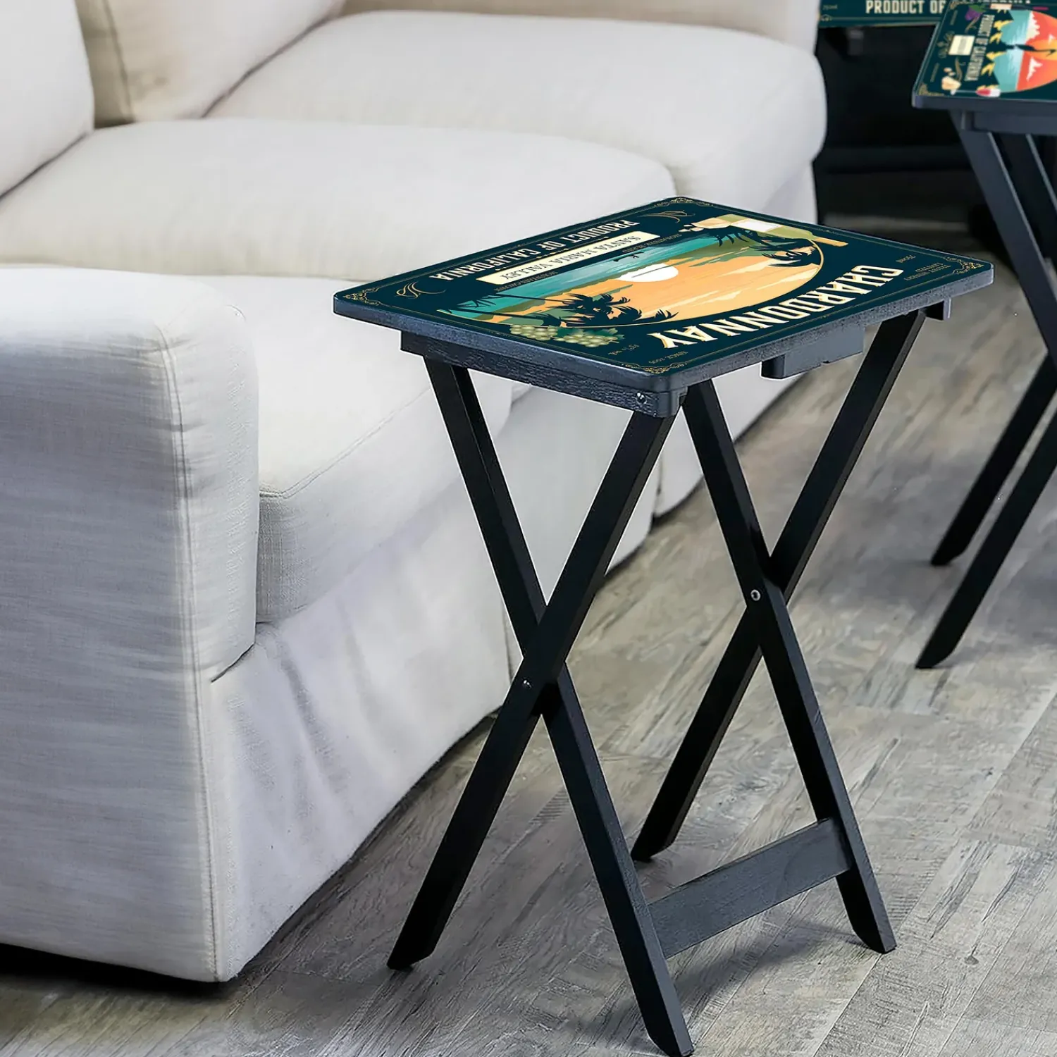 Plow & Hearth Accent Tables>California Wine Label TV Tray Set of 4