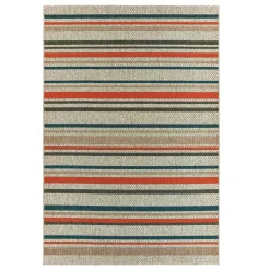 Plow & Hearth Area Rugs>Cambridge Stripe Indoor/Outdoor Rug, 7'10" x 10' NeutralGray