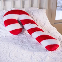 Plow & Hearth Decorative Pillows>Candy Cane Plush Cuddle Holiday Body Pillow