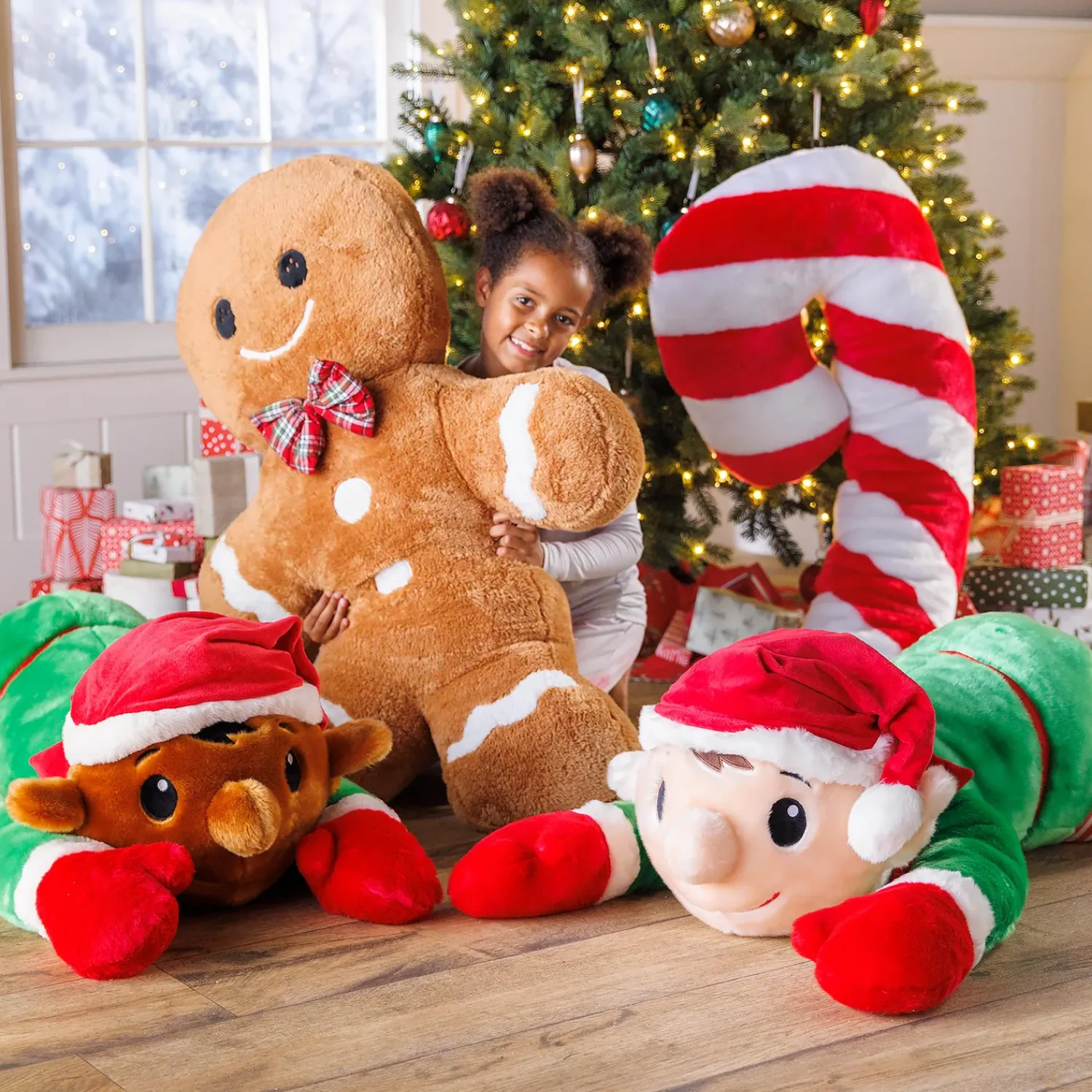 Plow & Hearth Decorative Pillows>Candy Cane Plush Cuddle Holiday Body Pillow