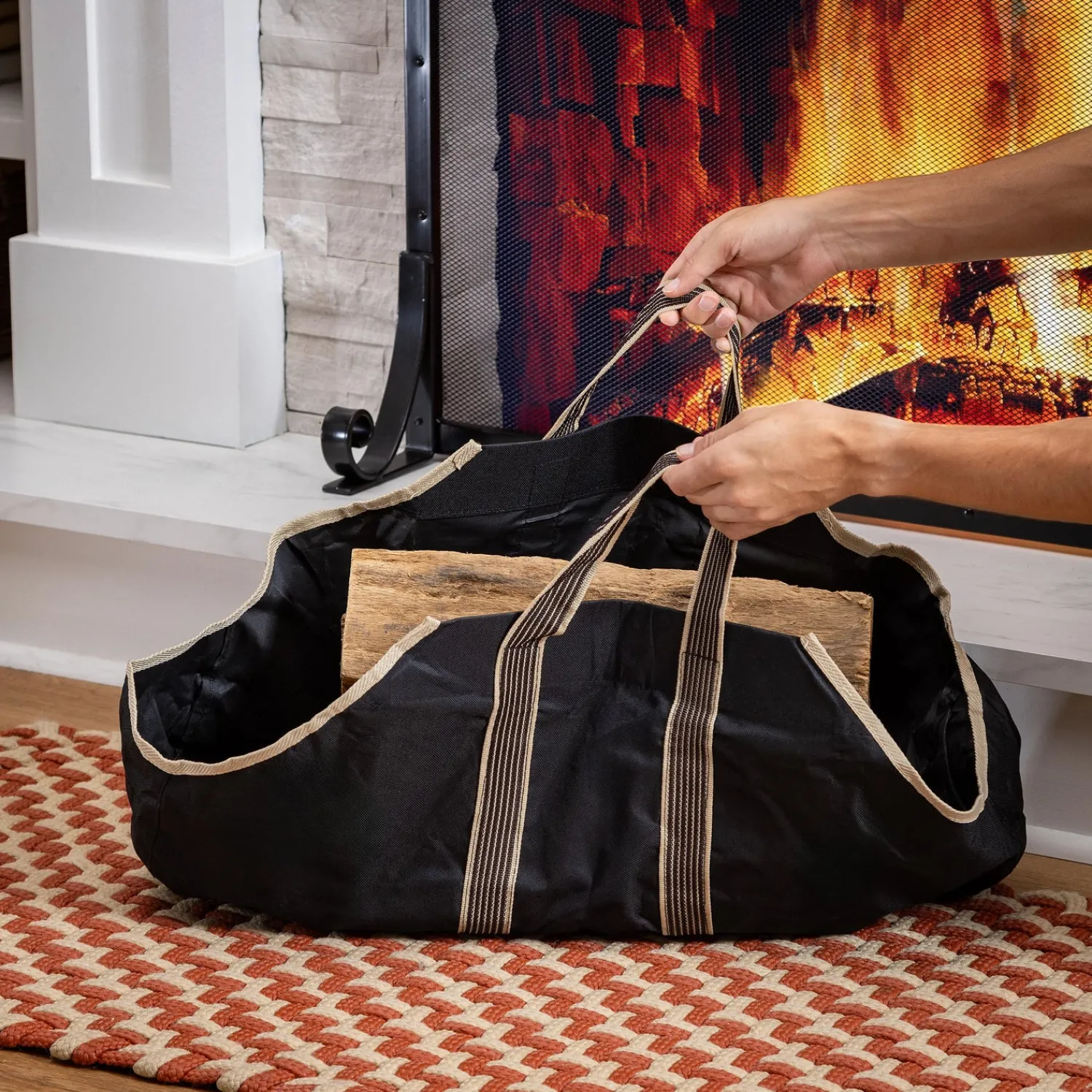 Plow & Hearth Wood Handling Tools|Wood Storage & Wood Racks>Canvas Log Tote
