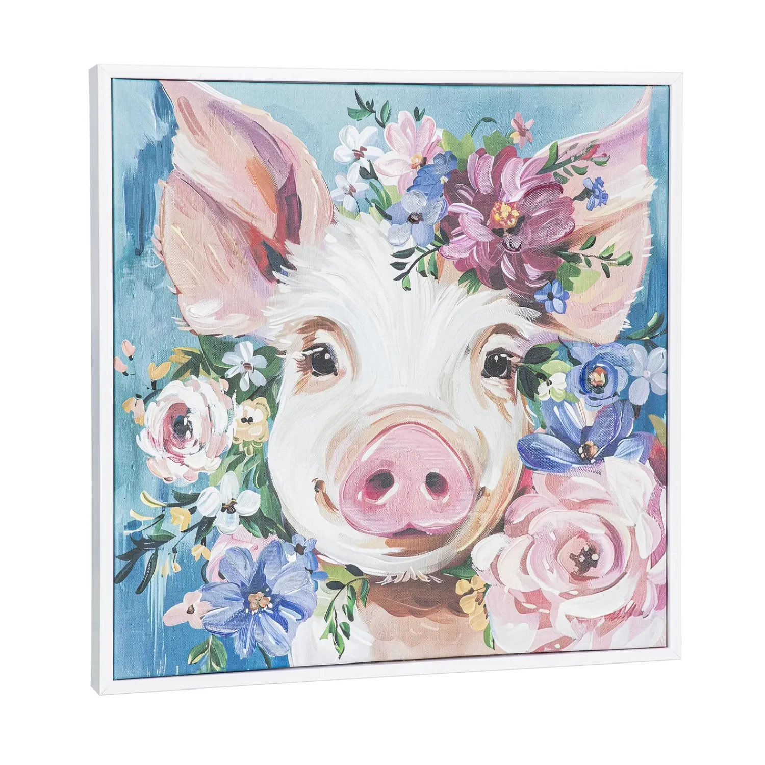 Plow & Hearth Wall Art>Canvas Wall Art with Wooden Frame, Pig, 24" L x 24" H