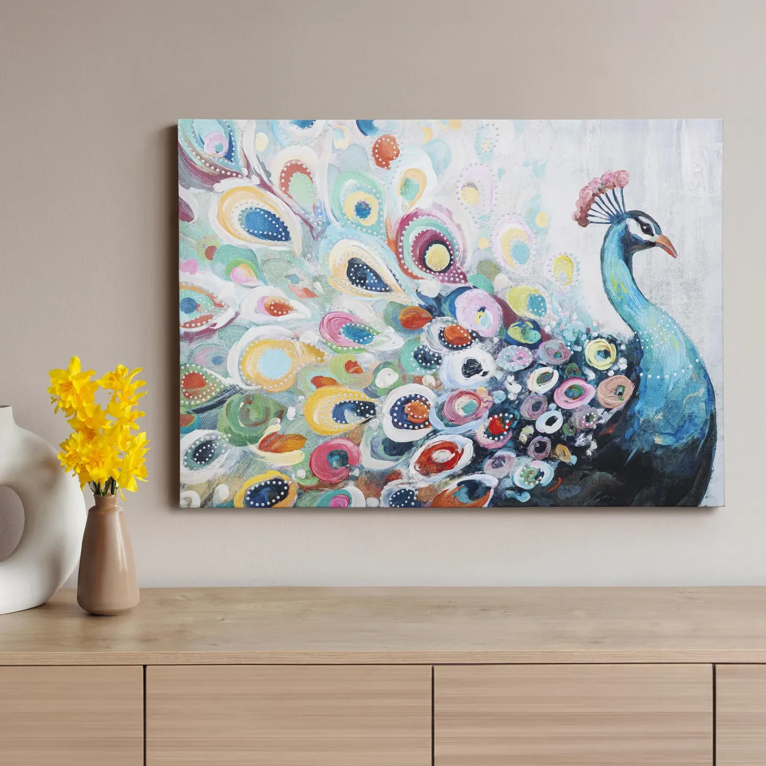 Plow & Hearth Wall Art>Canvas Wall Décor, Peacock, 28" L x 20" H