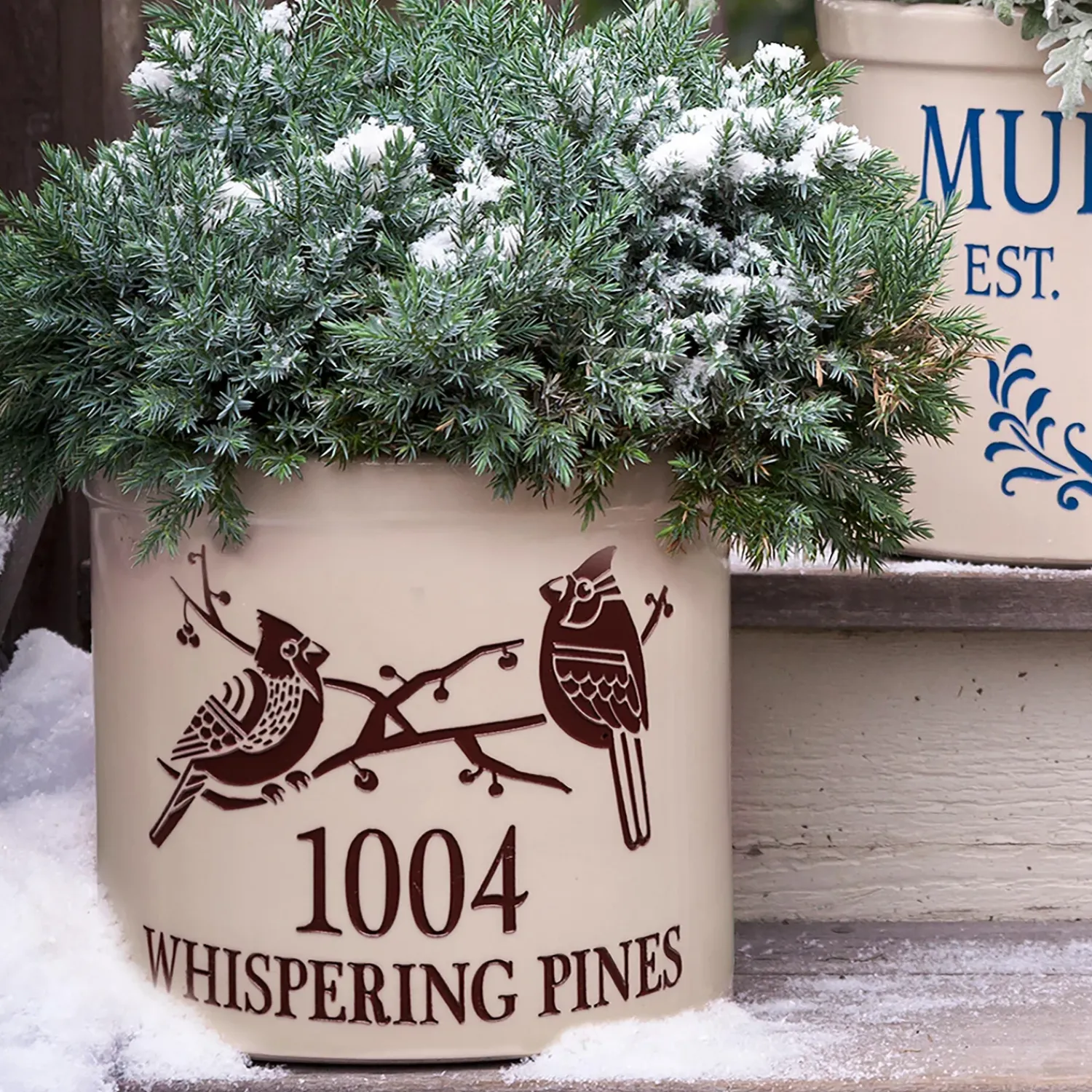 Plow & Hearth Planters & Plant Stands>Cardinal Address Stoneware Crock Red
