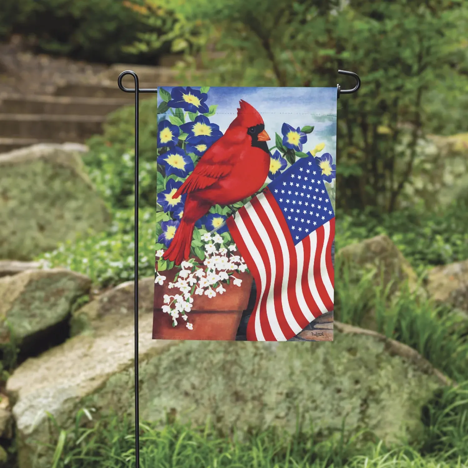Plow & Hearth Garden Flags>Cardinal Glory Suede Garden Flag