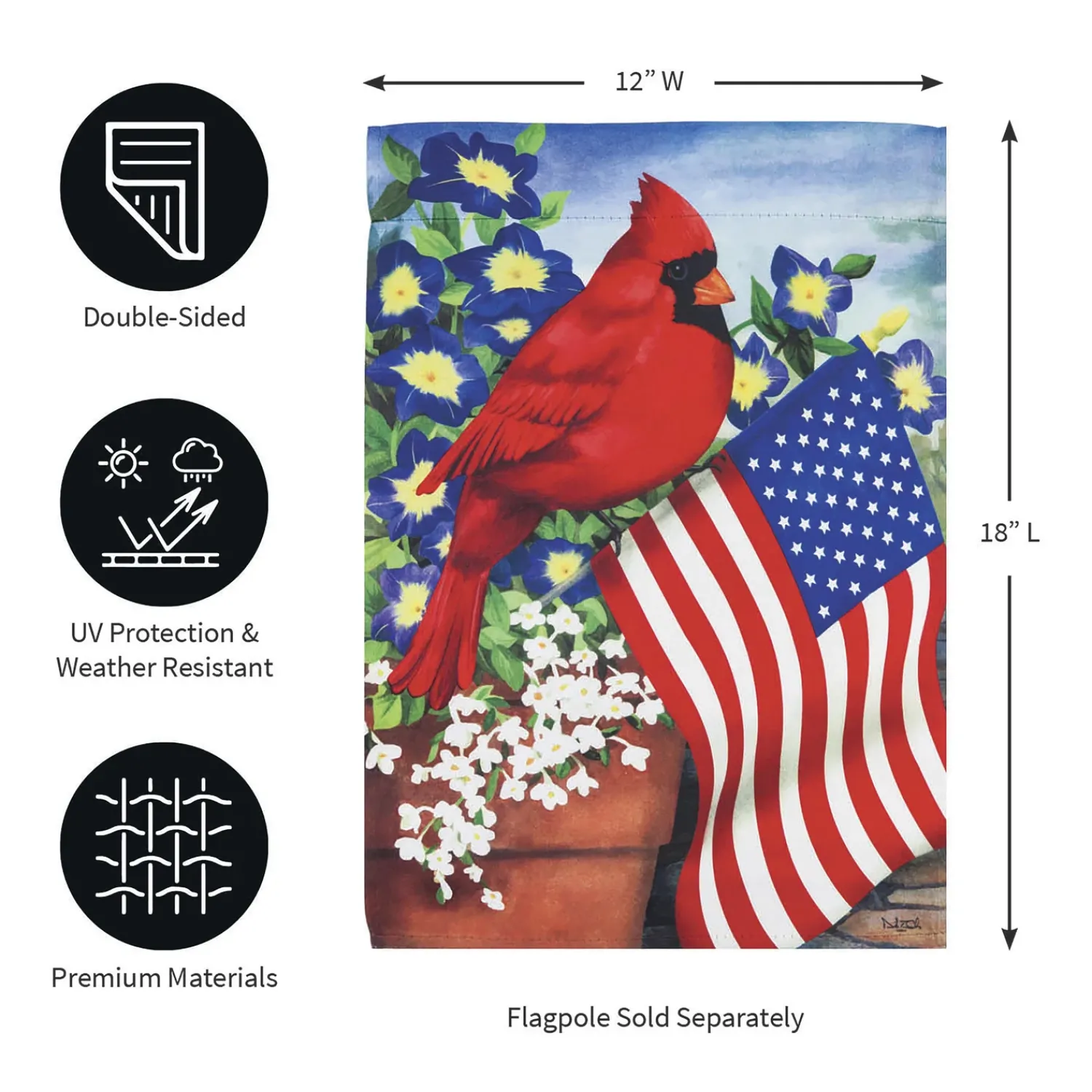 Plow & Hearth Garden Flags>Cardinal Glory Suede Garden Flag